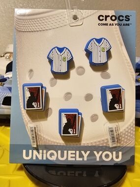 Retired Crocs Blue & White Baseball Jersey Jibbitz Set